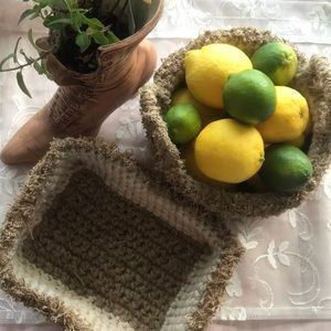 2PC Wool/Cashmere Blend  Basket Set by Kat Thomas for Funky Hooks & Needles